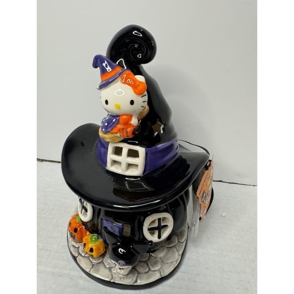 Hello Kitty and Kuromi Jack O Lantern Ceramic Candle House -SKU#23568